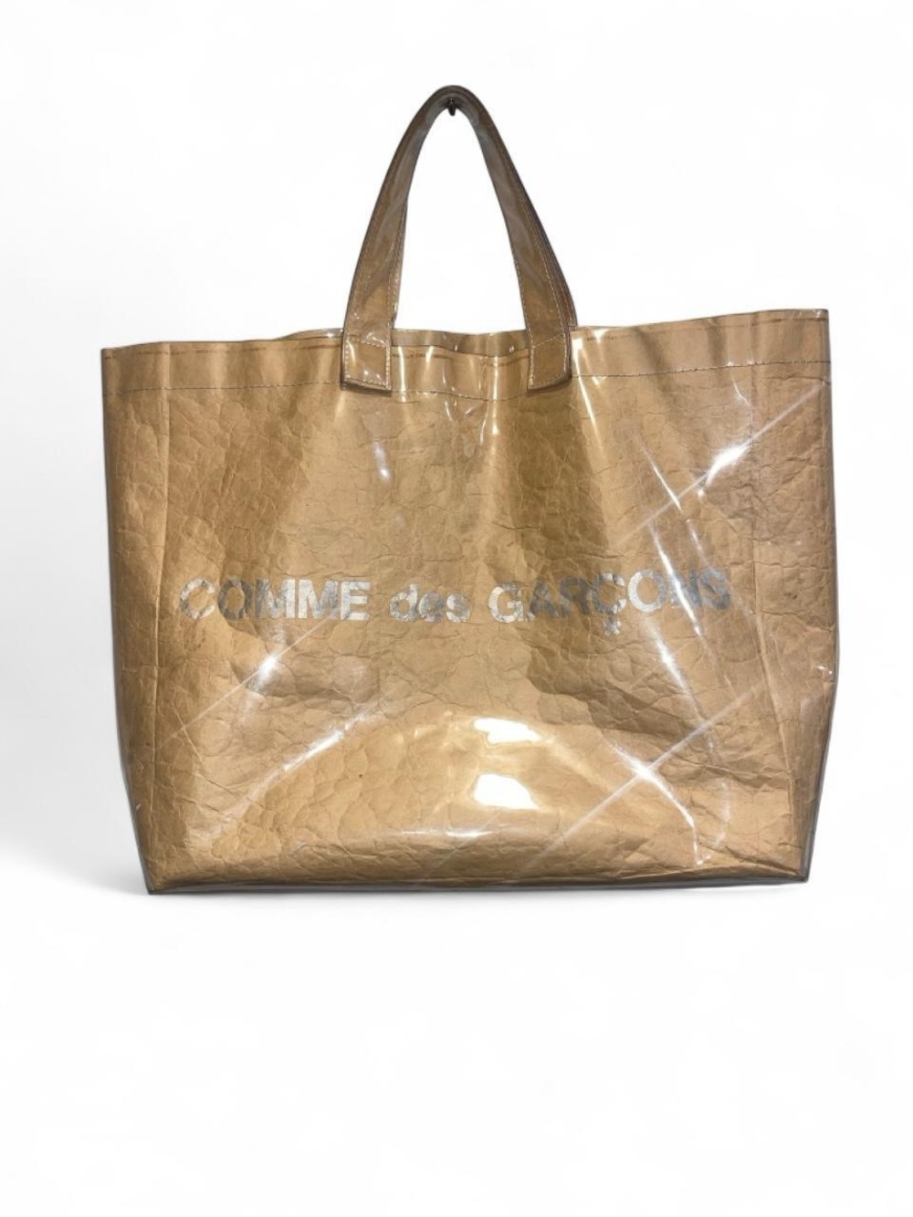 Comme des Garcons Tan Shiny Logo Tote Bag